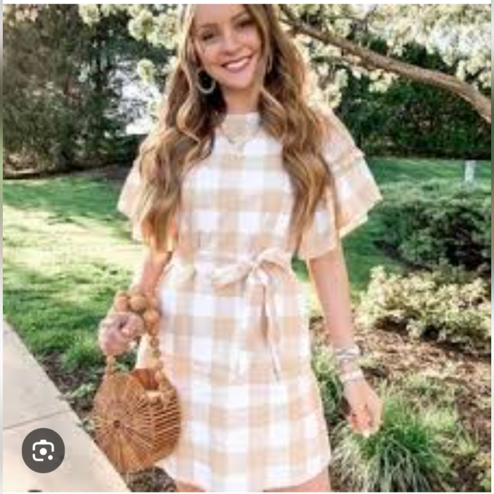 Who What Wear Checkered Shift Dress with Belt Sz. XXL - Picture 2 of 8